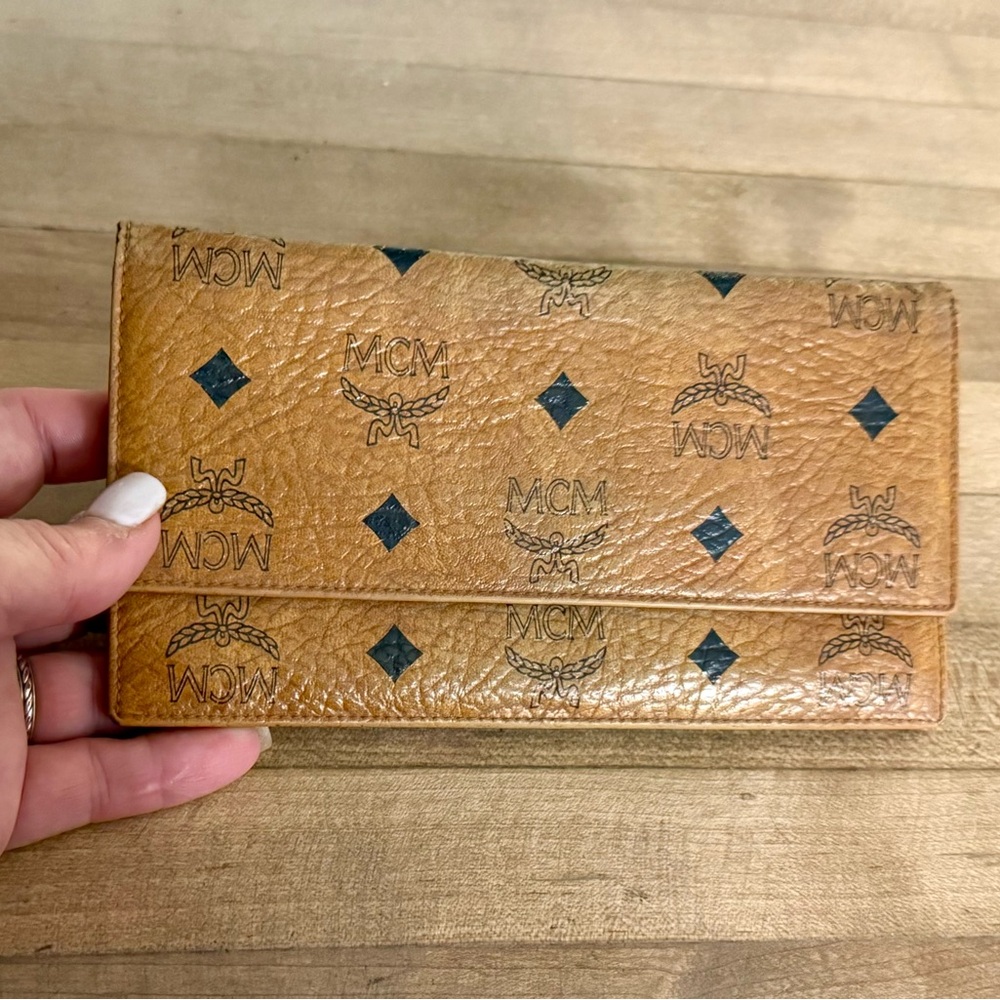 MCM Vintage Leather Long Visetos Wallet in Cognac - Picture 6 of 15